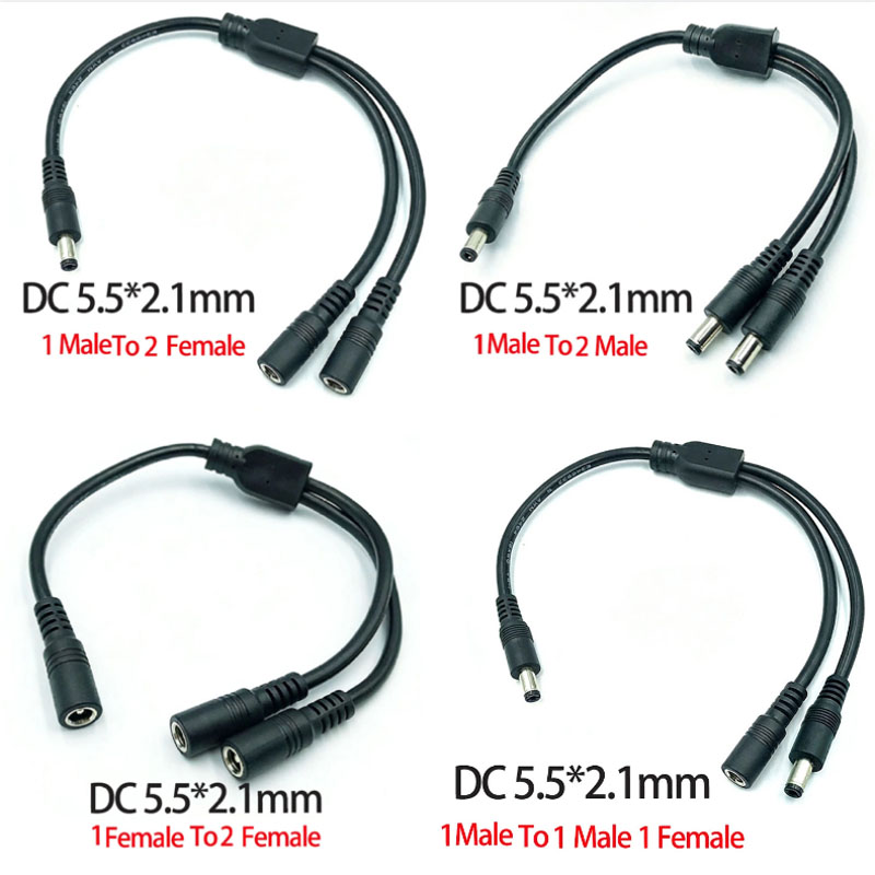 1PC DC 5.5mm*2.1mm 1 To 2 Conn - Led El Wire avaliação e preço