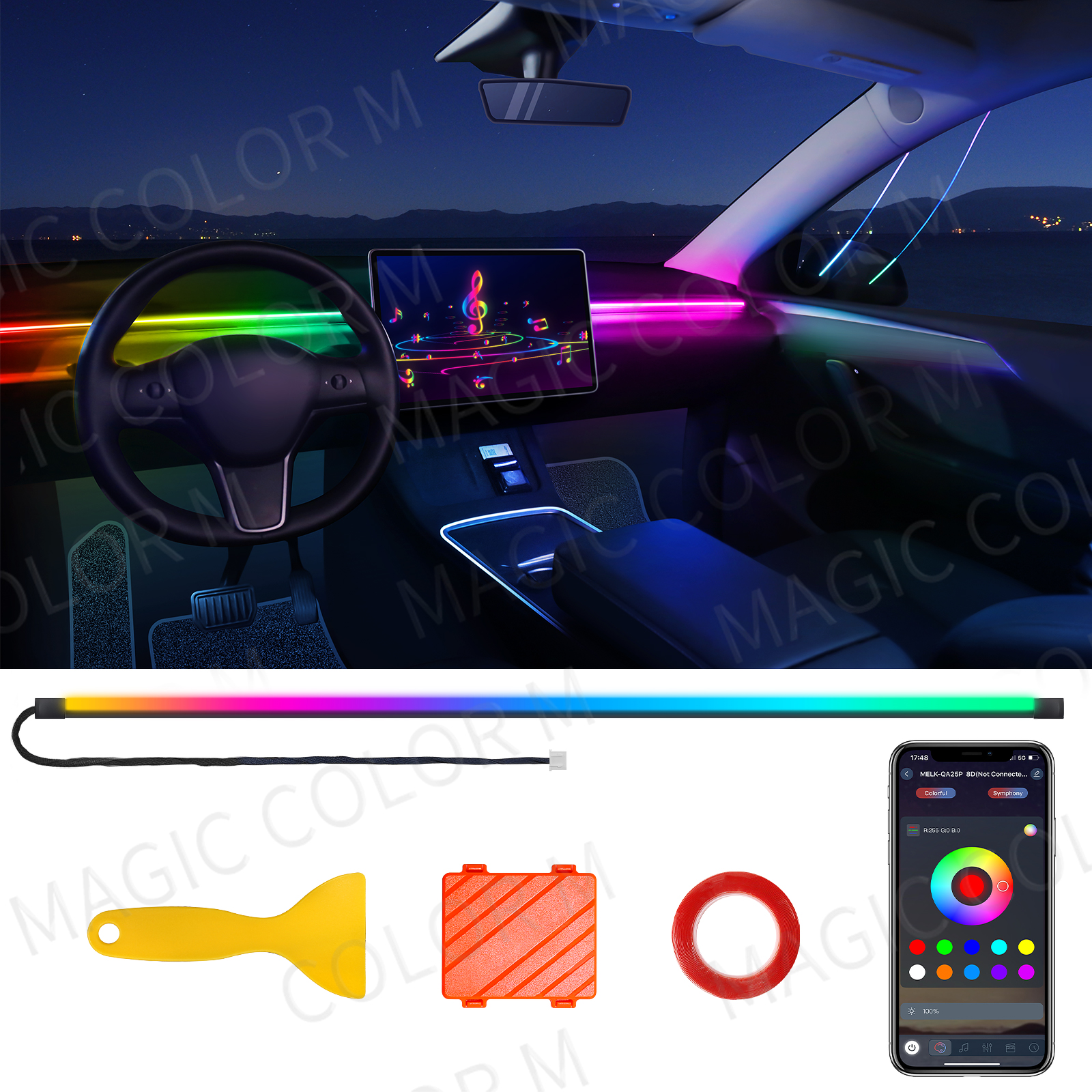 78inch 200cm 150cm LED Car Amb - Led El Wire avaliação e preço