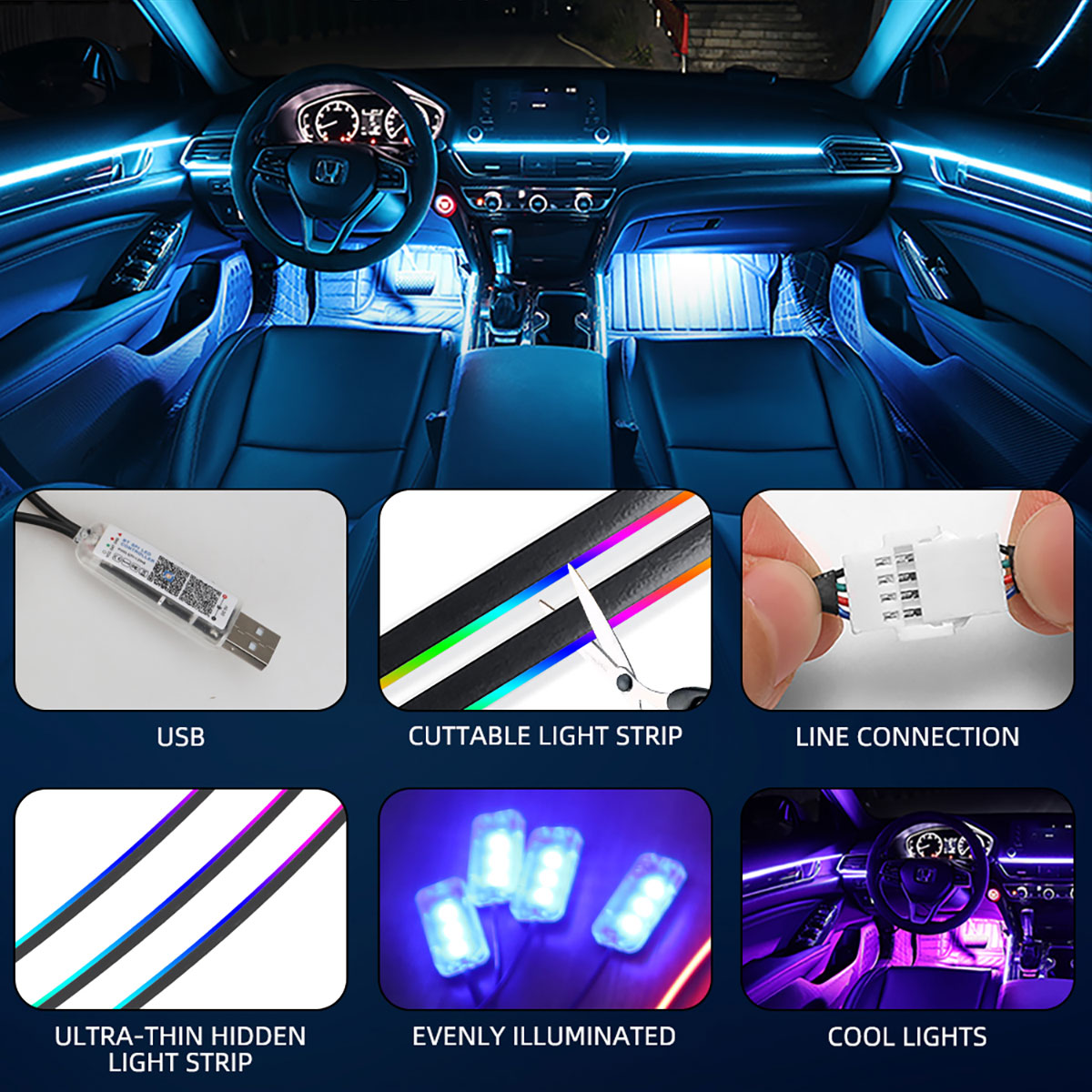 KEVANLY Car Ambient Lights 10  - Led El Wire avaliação e preço