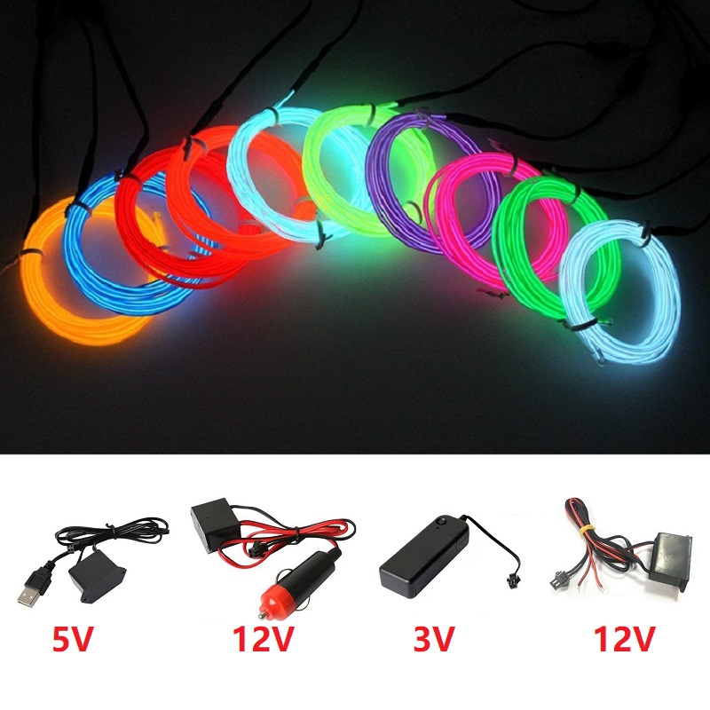 10m/5m/3m/1m 3V Battery 5V USB - Led El Wire avaliação e preço