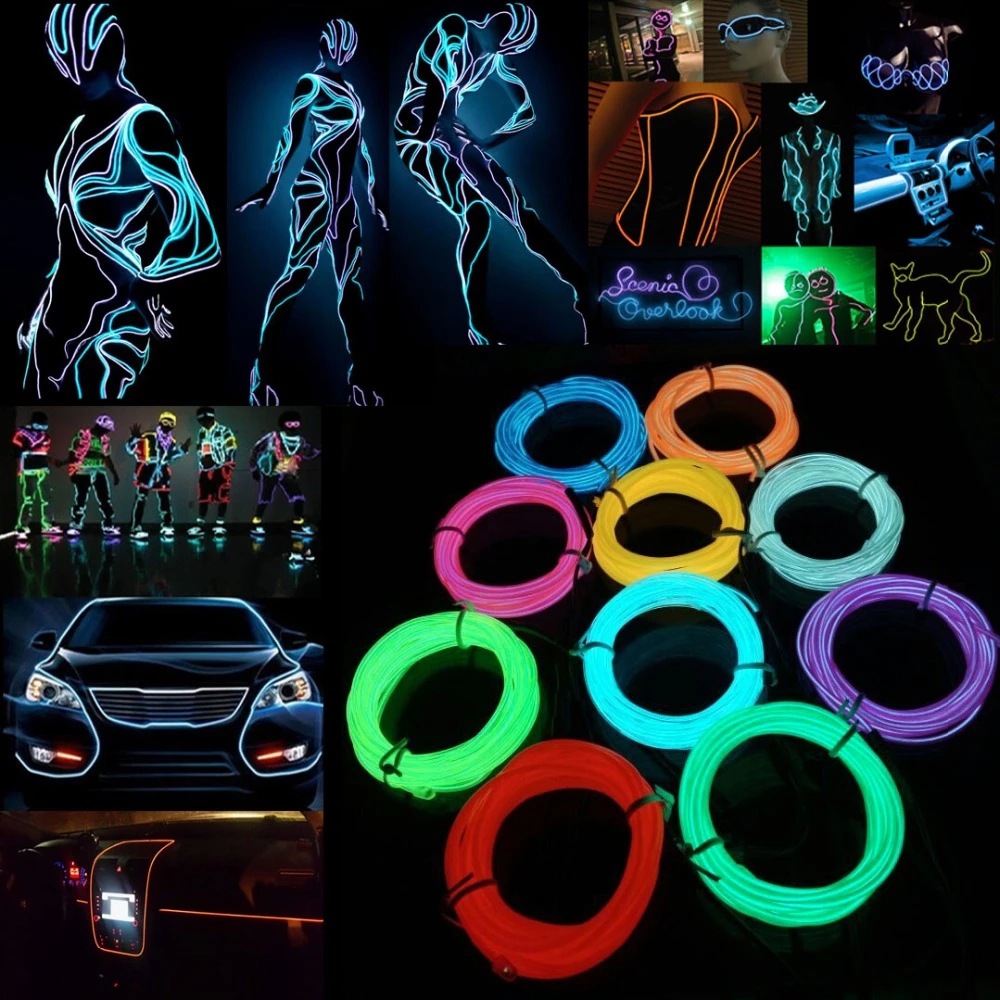 10m/5m/3m/1m 3V Battery 5V USB - Led El Wire avaliação e preço